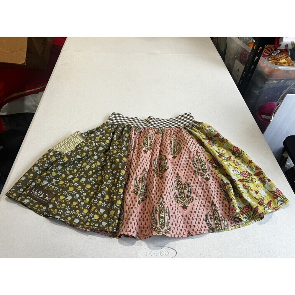 Matilda Jane Serendipity Calico Gabby Skirt size 8 Black Pattern